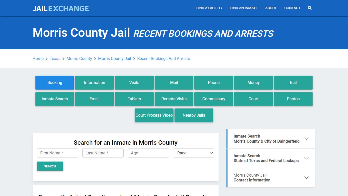 Morris County Jail Recent Bookings And Arrests - Jail Exchange