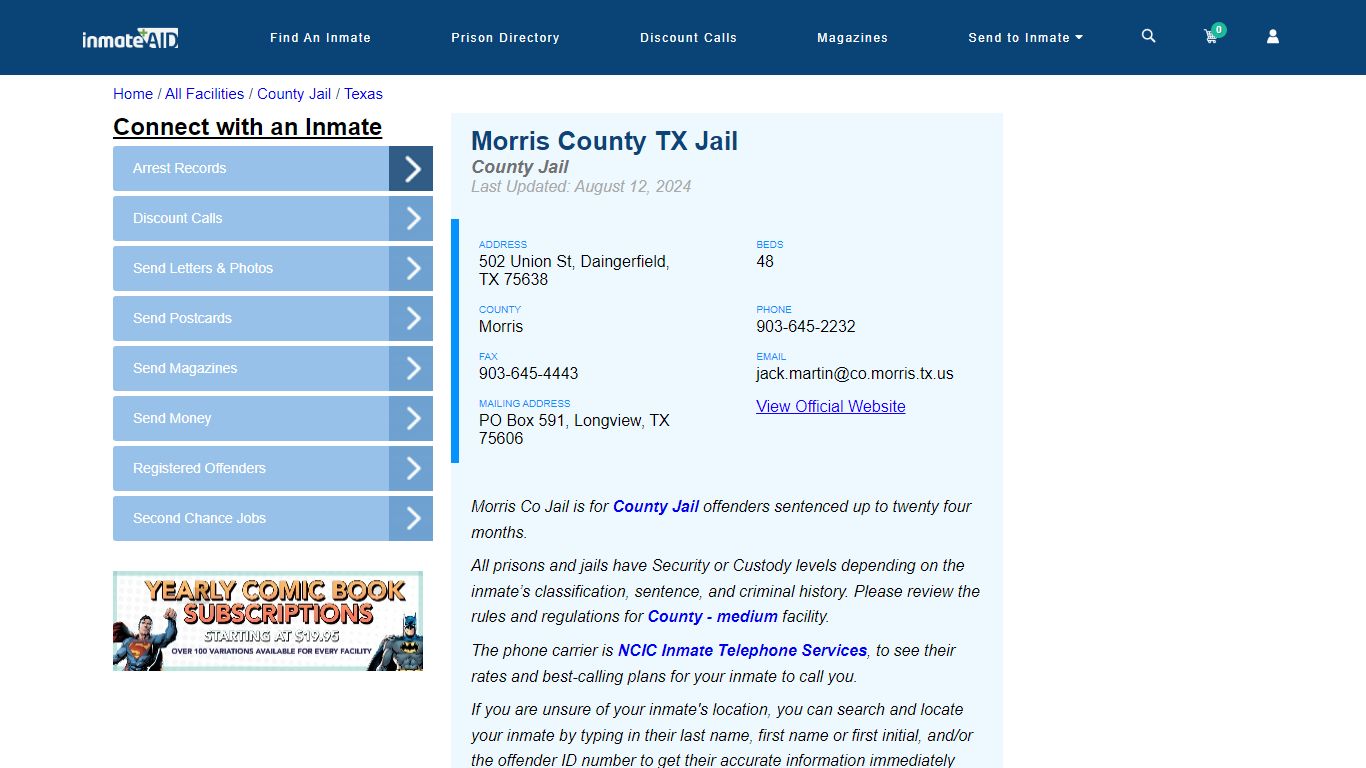 Morris County TX Jail - Inmate Locator